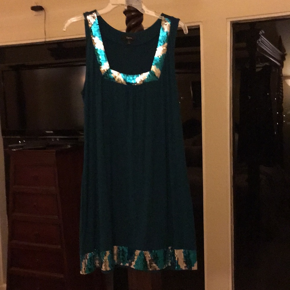 Express dark green dress